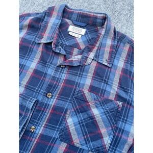 Boston Traders Shirt Men XLT‎ Blue Plaid Cotton Button Shirt